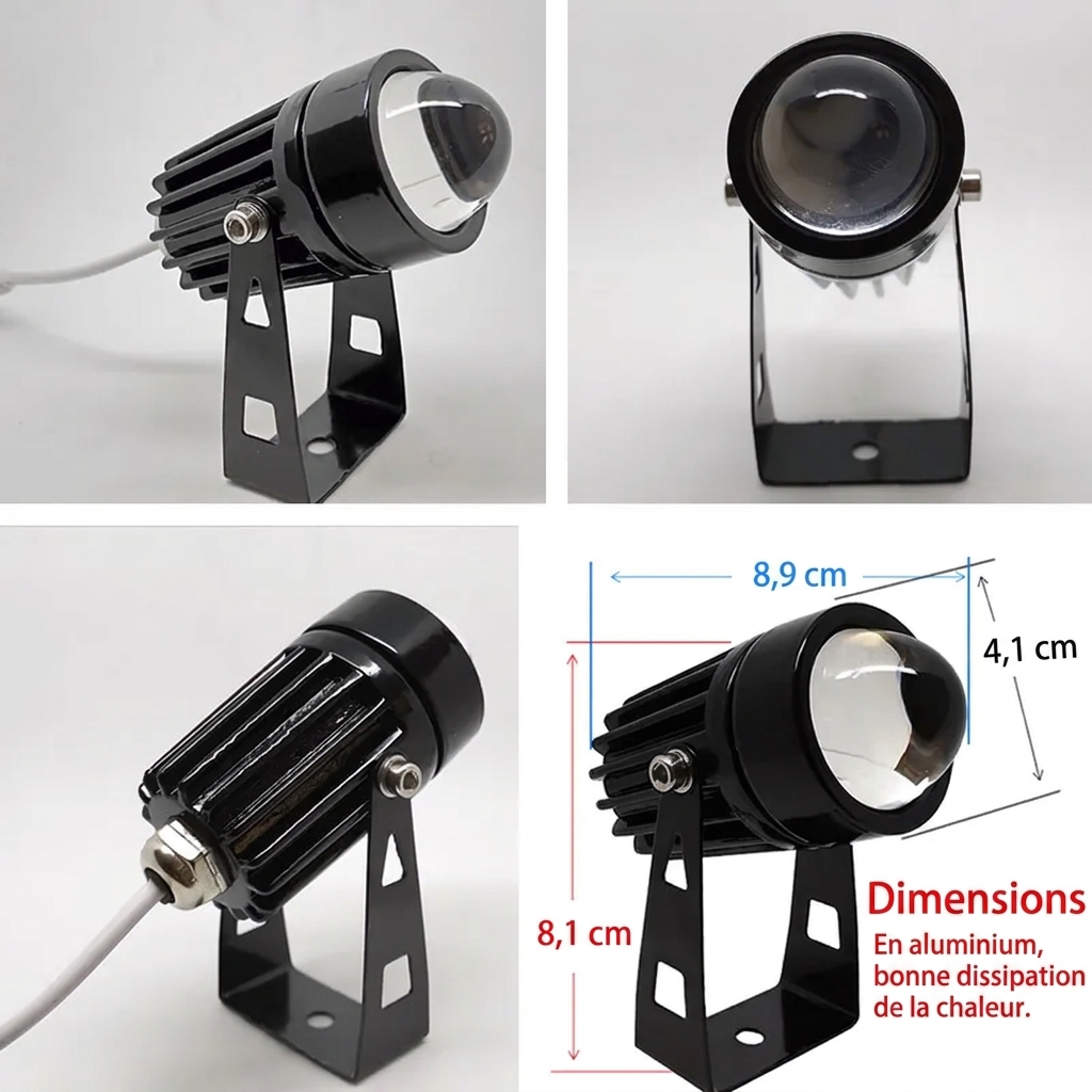 Détail du projecteur mural LED – version française