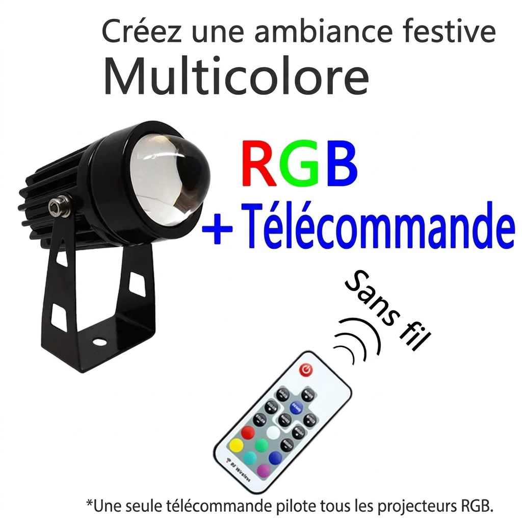 Projecteur mural LED extérieur – lumière rvb + télécommande – version française