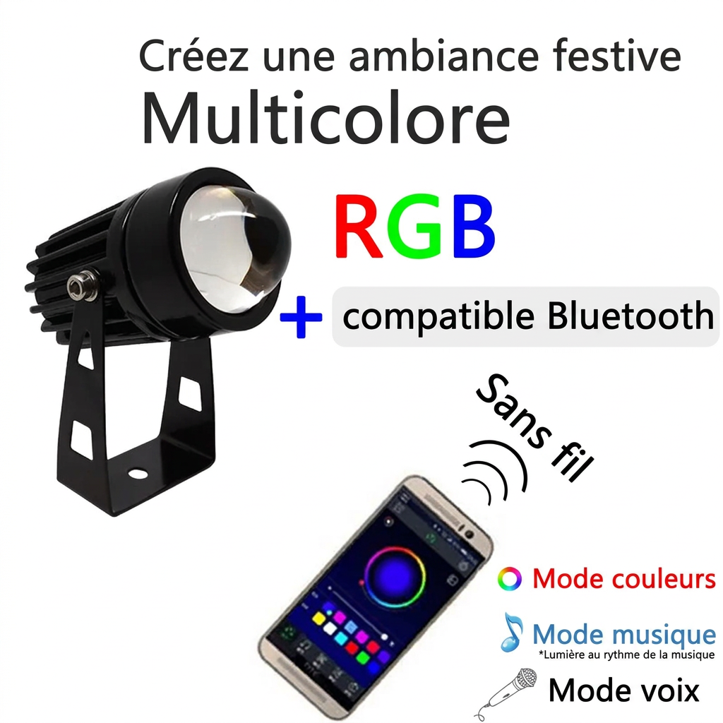 Projecteur mural LED extérieur – lumière rvb bluetooth (appli) – version française