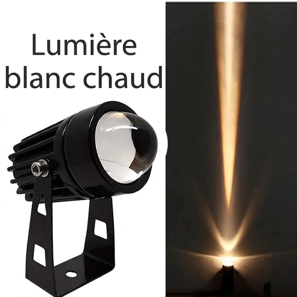 Projecteur mural LED extérieur – lumière blanc chaud – version française