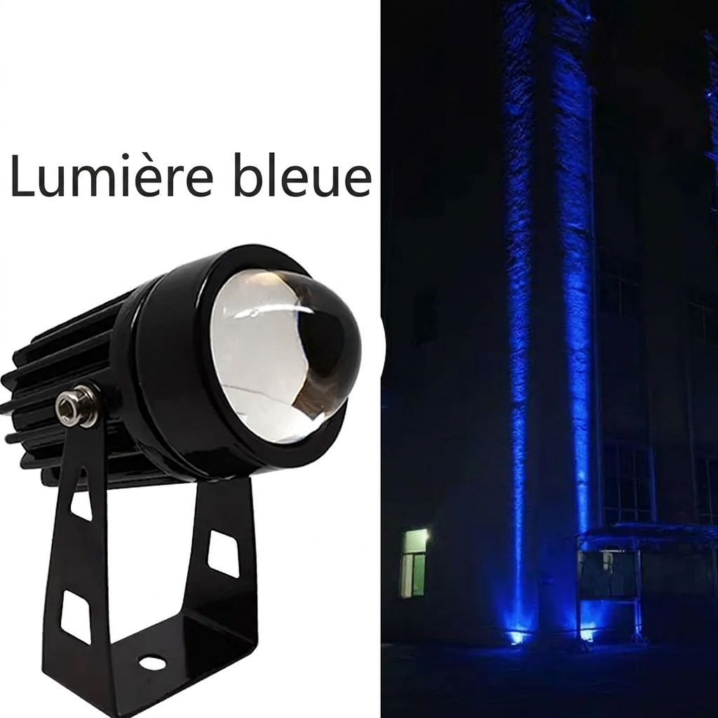 Projecteur mural LED extérieur – lumière bleu – version française
